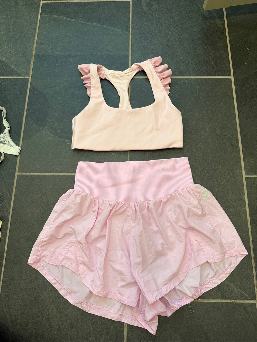 Pink running outfit
